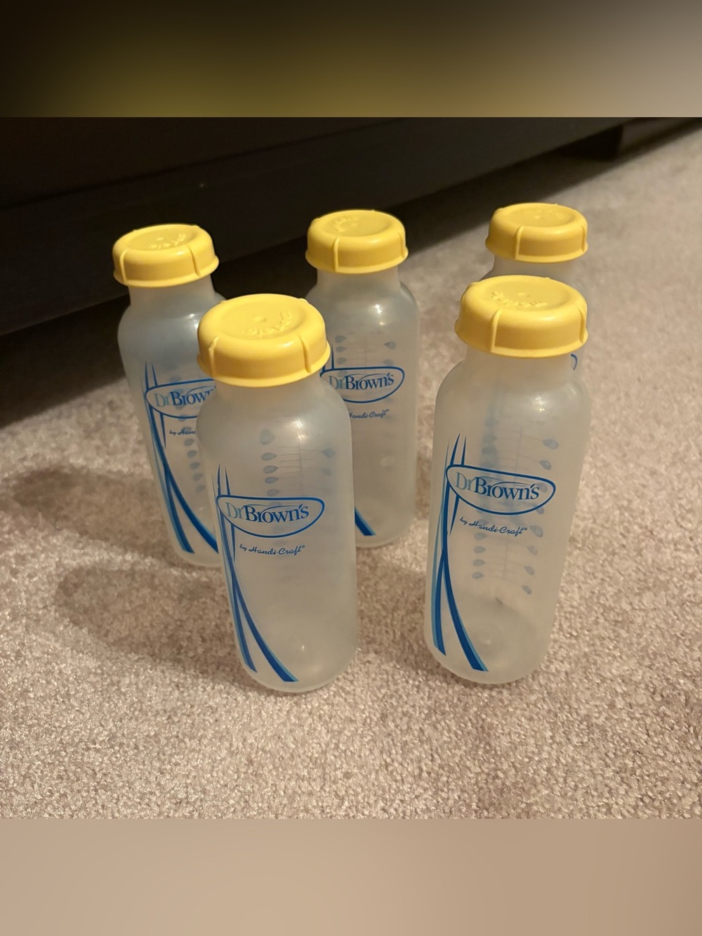 Dr. Brown’s Clear Baby Bottles with Yellow Lids - Pack of 5